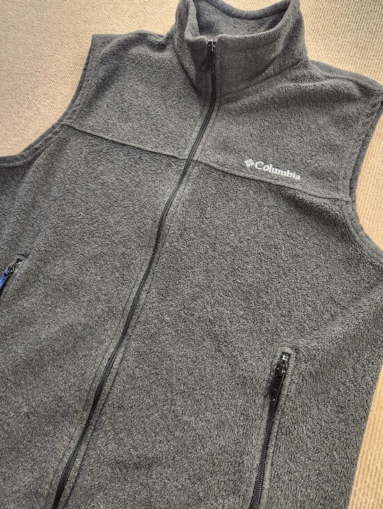 Columbia Other - Columbia Fleece Vest Men’s L Gray Full Zip Stand-Up Collar Zipped Pockets